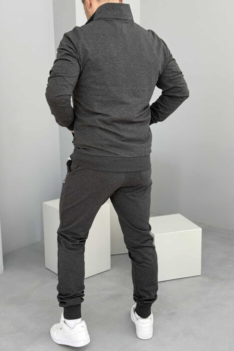 ONE COLOR COTTON JACKET+JOGGERS MEN SET DARK GREY/GEE - 3