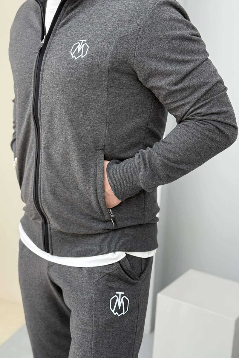 ONE COLOR COTTON JACKET+JOGGERS MEN SET DARK GREY/GEE - 5