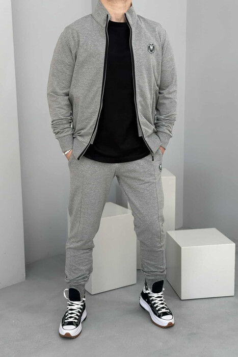 ONE COLOR COTTON JACKET+JOGGERS MEN SET LIGHT GREY/GZ 