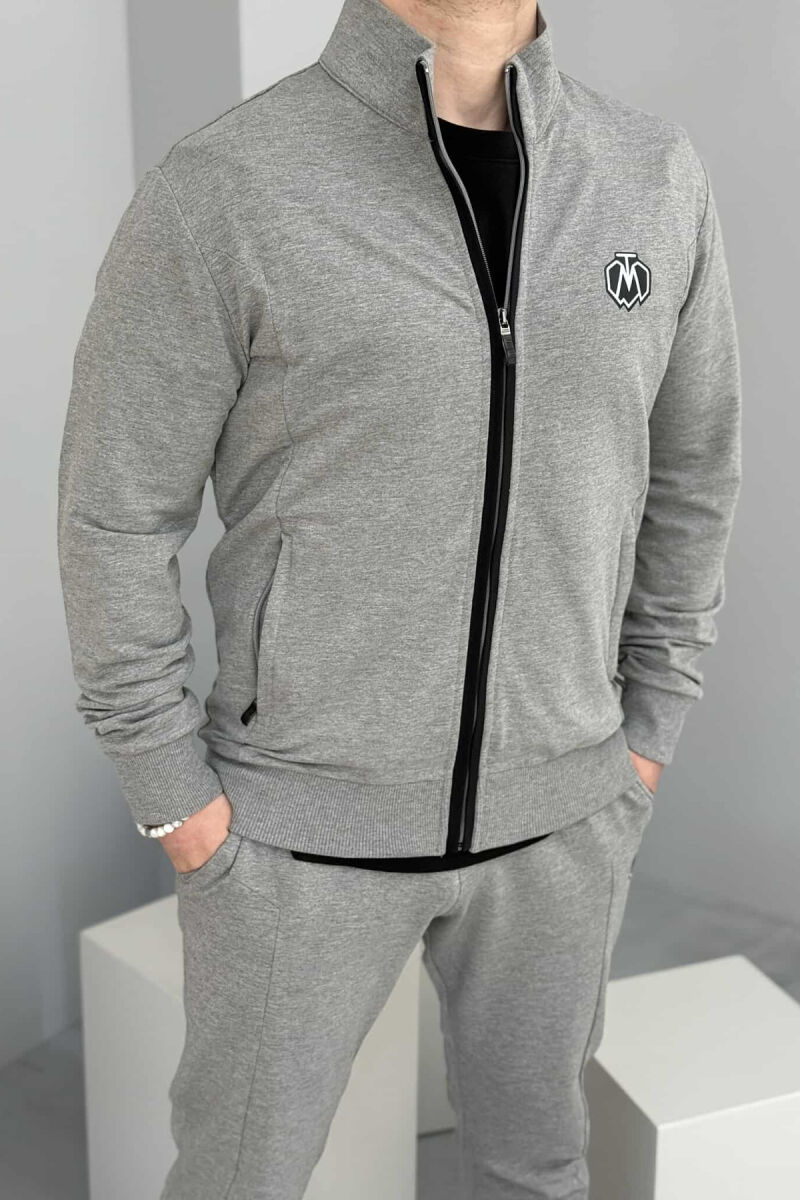 ONE COLOR COTTON JACKET+JOGGERS MEN SET LIGHT GREY/GZ - 2