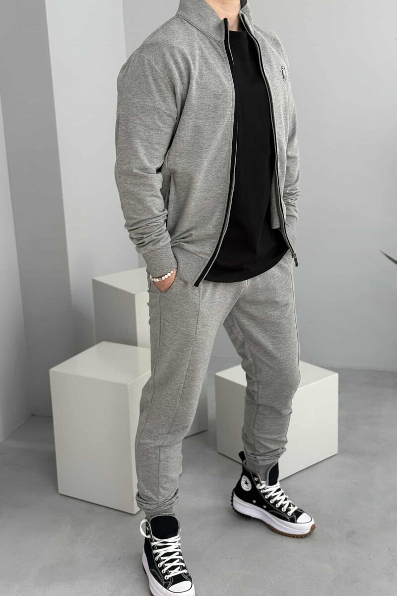 ONE COLOR COTTON JACKET+JOGGERS MEN SET LIGHT GREY/GZ - 5