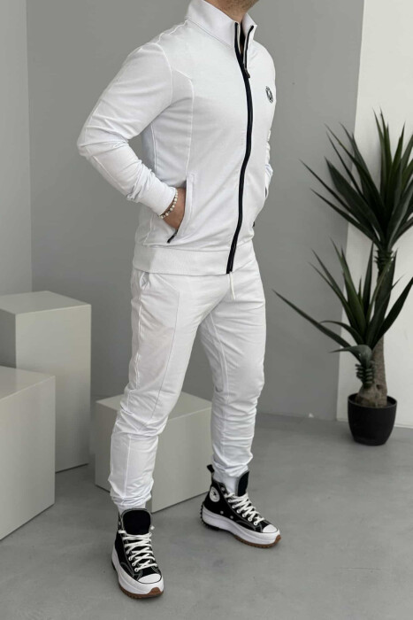 ONE COLOR COTTON JACKET+JOGGERS MEN SET WHITE-E BARDHE - 4