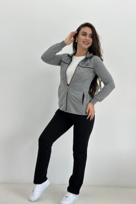 ONE COLOR COTTON JACKET+SWEATPANTS WOMEN SET GREY/GRI 