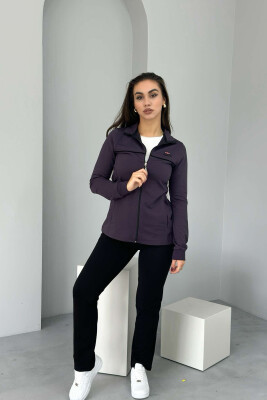 ONE COLOR COTTON JACKET+SWEATPANTS WOMEN SET PURPLE/LEJLA 