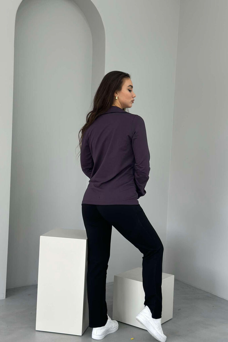 ONE COLOR COTTON JACKET+SWEATPANTS WOMEN SET PURPLE/LEJLA - 3