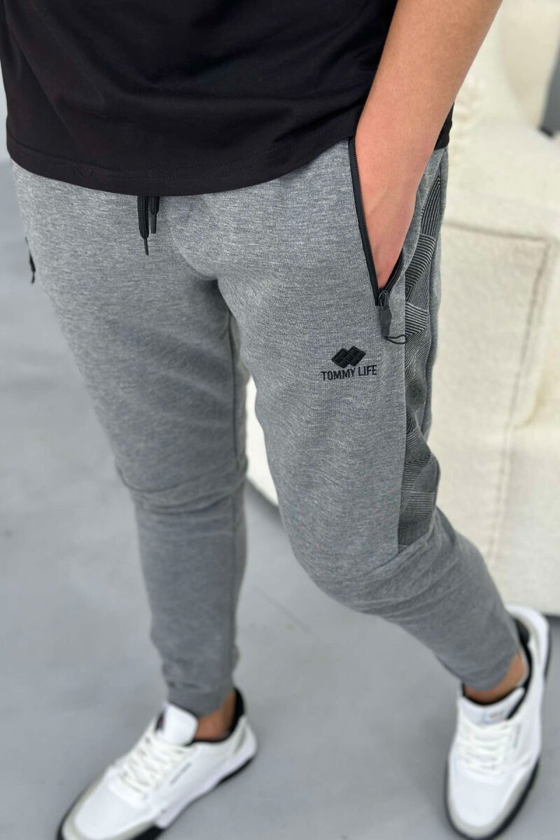 ONE COLOR COTTON MEN SWEATPANTS GREY/GRI - 4