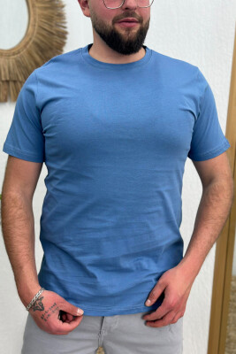 ONE COLOR COTTON MEN T-SHIRT BABY BLUE/BLU BY 