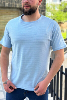 ONE COLOR COTTON MEN T-SHIRT BABY BLUE/BLU BY 