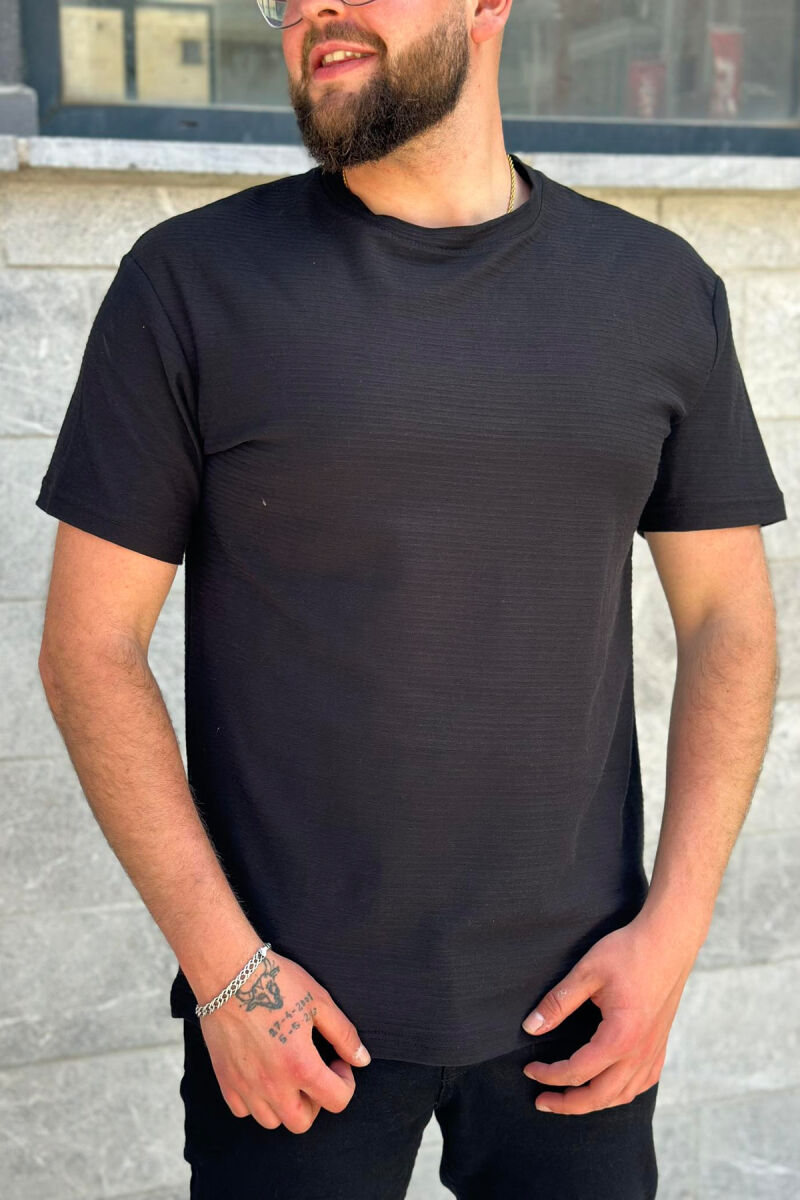 ONE COLOR COTTON MEN T-SHIRT BLACK/ E ZEZE - 1