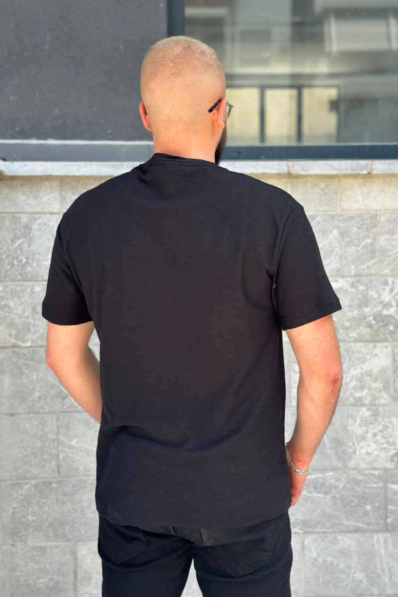 ONE COLOR COTTON MEN T-SHIRT BLACK/ E ZEZE - 3