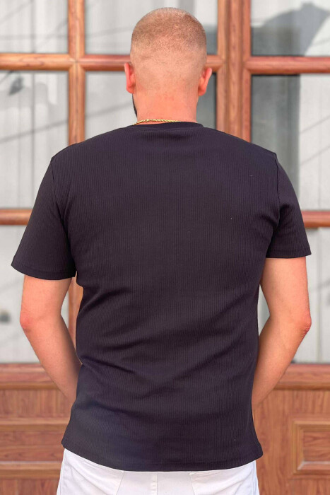 ONE COLOR COTTON MEN T-SHIRT BLACK/ E ZEZE - 2