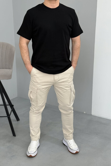 ONE COLOR COTTON MEN T-SHIRT BLACK/ E ZEZE - 2