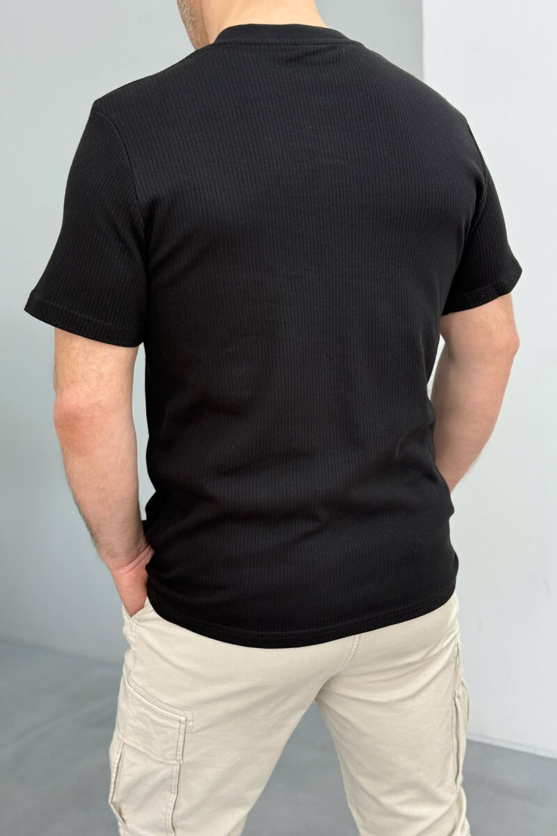 ONE COLOR COTTON MEN T-SHIRT BLACK/ E ZEZE - 3