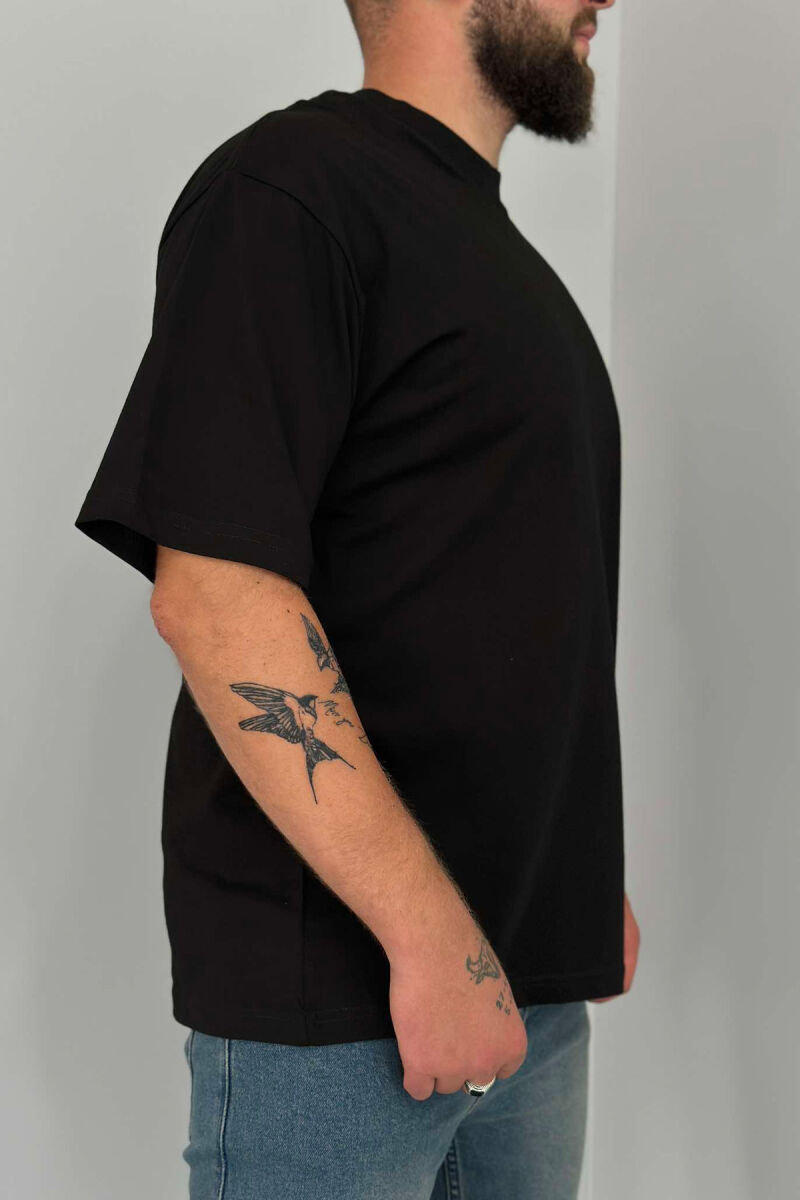 ONE COLOR COTTON MEN T-SHIRT BLACK/ E ZEZE - 3