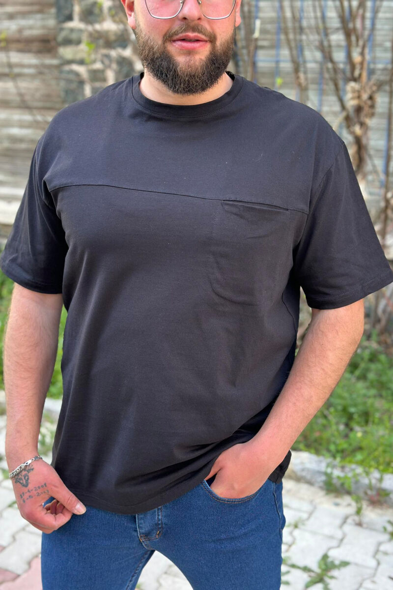 ONE COLOR COTTON MEN T-SHIRT BLACK/ E ZEZE - 1