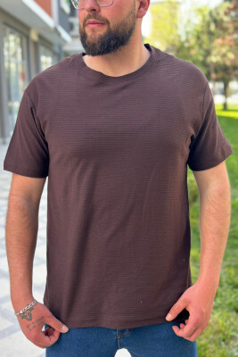 ONE COLOR COTTON MEN T-SHIRT BROWN/KAFE 