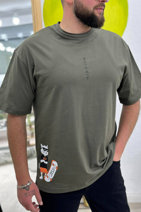 ONE COLOR COTTON MEN T-SHIRT DARK GREEN/JEE - 2