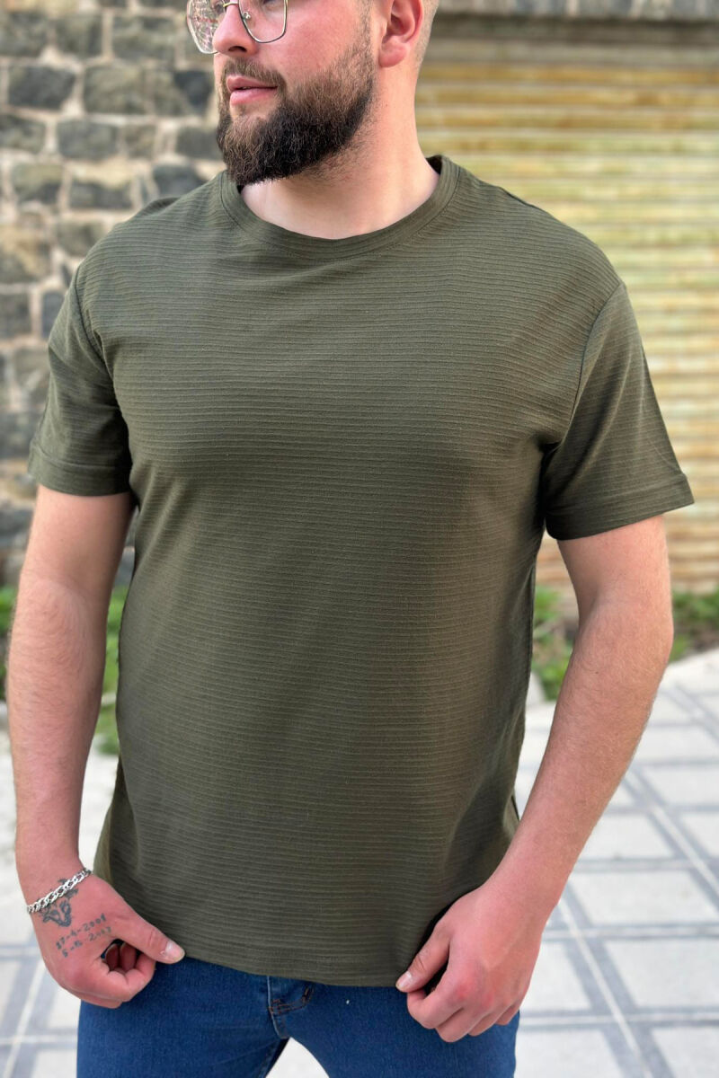 ONE COLOR COTTON MEN T-SHIRT GREEN/JESHILE - 1