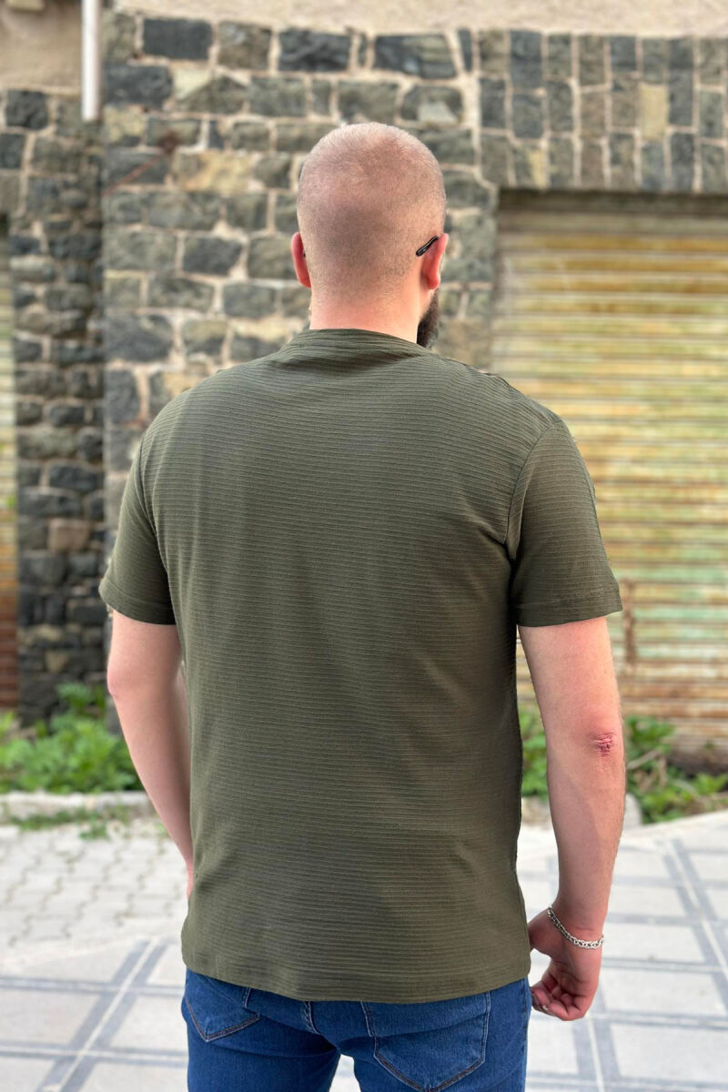 ONE COLOR COTTON MEN T-SHIRT GREEN/JESHILE - 3