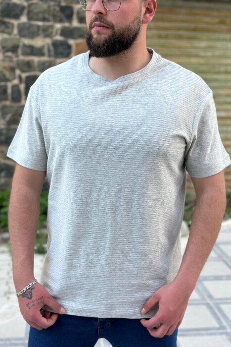 ONE COLOR COTTON MEN T-SHIRT GREY/GRI - 3