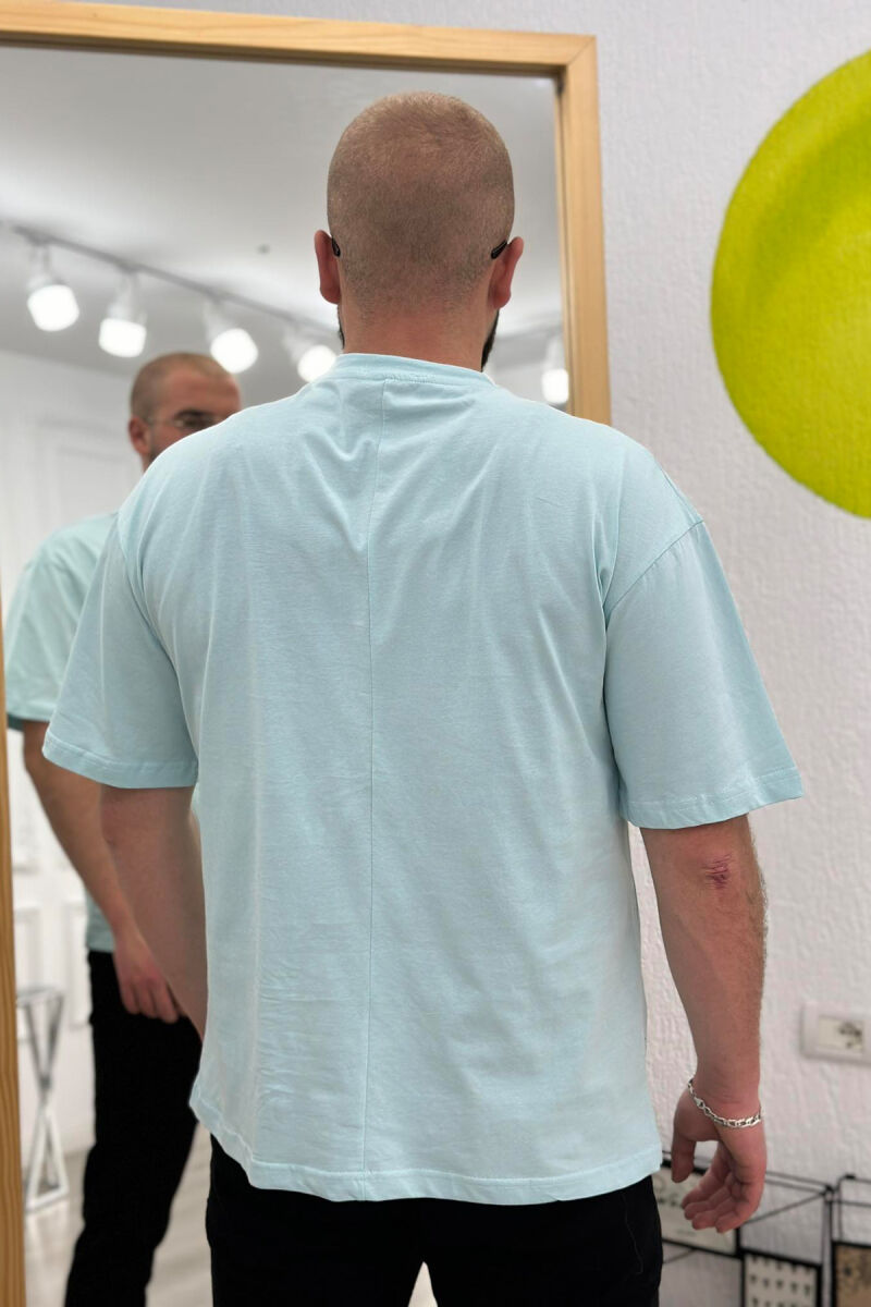 ONE COLOR COTTON MEN T-SHIRT LIGHTBLUE/BZ - 2