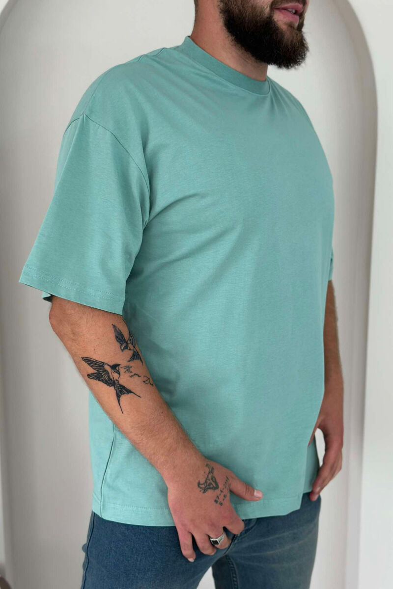 ONE COLOR COTTON MEN T-SHIRT MINT/MENTE - 3