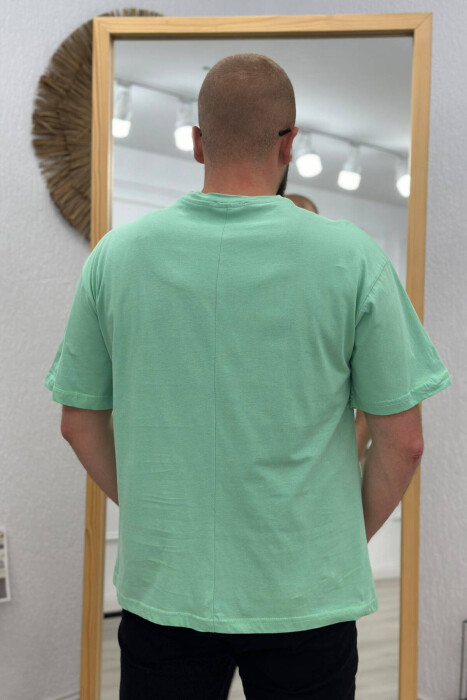 ONE COLOR COTTON MEN T-SHIRT MINT/MENTE - 3