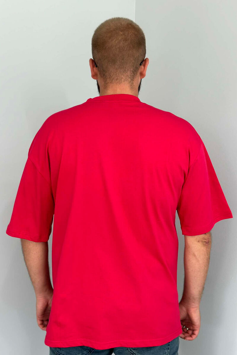 ONE COLOR COTTON MEN T-SHIRT RED/E KUQE - 2