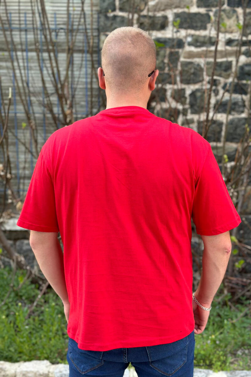 ONE COLOR COTTON MEN T-SHIRT RED/E KUQE - 3