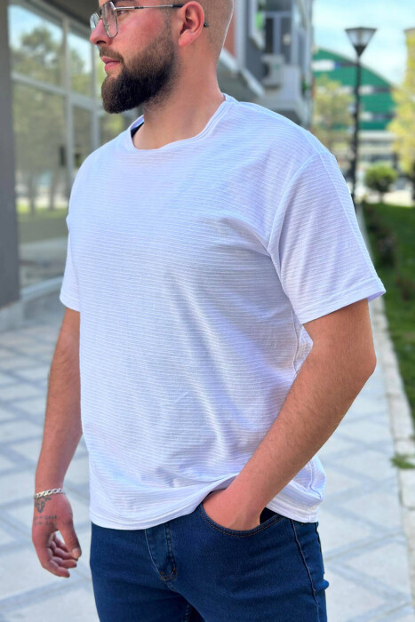 ONE COLOR COTTON MEN T-SHIRT WHITE-E BARDHE - 2