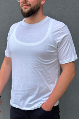 ONE COLOR COTTON MEN T-SHIRT WHITE-E BARDHE 