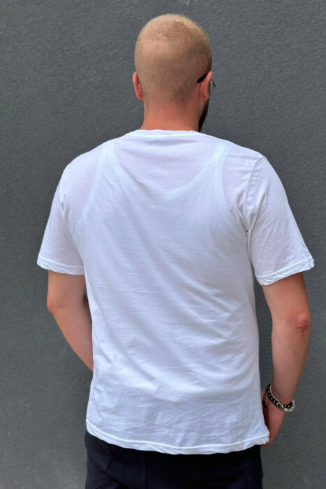 ONE COLOR COTTON MEN T-SHIRT WHITE-E BARDHE - 3