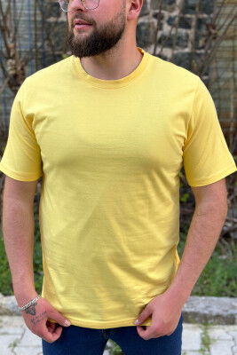 ONE COLOR COTTON MEN T-SHIRT YELLOW/E VERDHE 