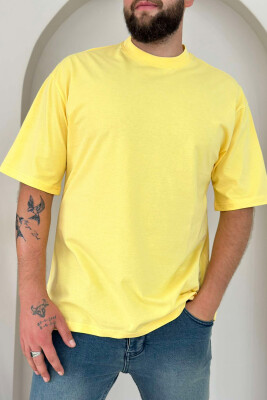 ONE COLOR COTTON MEN T-SHIRT YELLOW/E VERDHE 