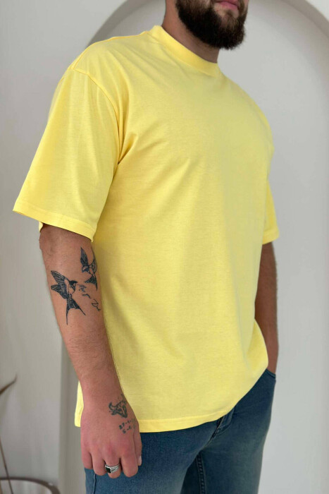 ONE COLOR COTTON MEN T-SHIRT YELLOW/E VERDHE - 3