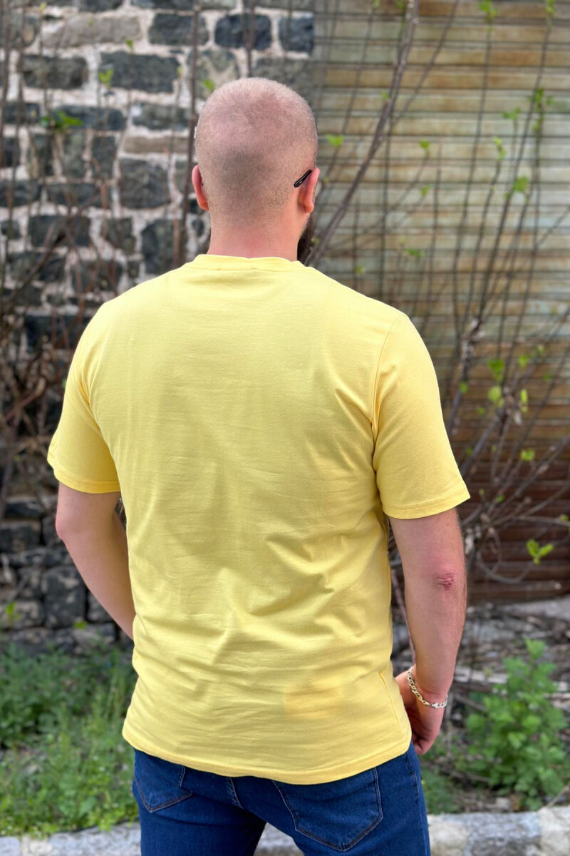 ONE COLOR COTTON MEN T-SHIRT YELLOW/E VERDHE - 2