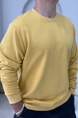 ONE COLOR COTTON SIMPLE MEN SWEATSHIRT YELLOW/E VERDHE 