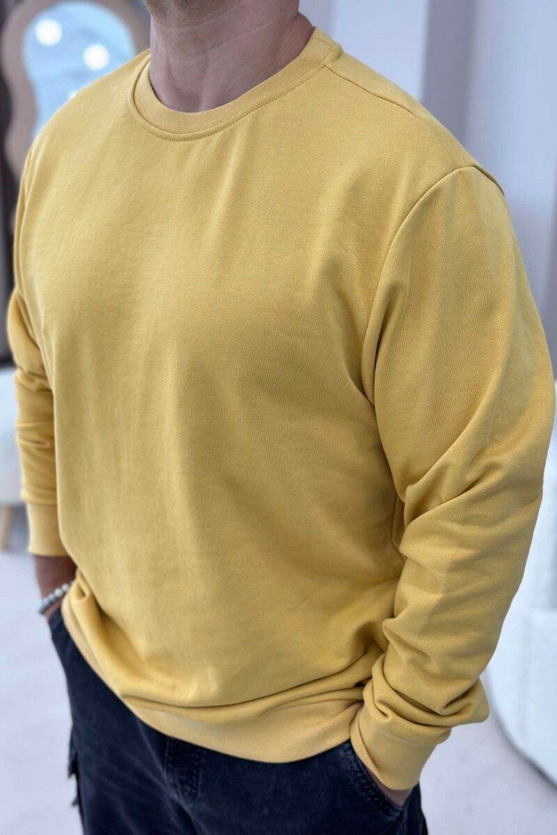 ONE COLOR COTTON SIMPLE MEN SWEATSHIRT YELLOW/E VERDHE - 2