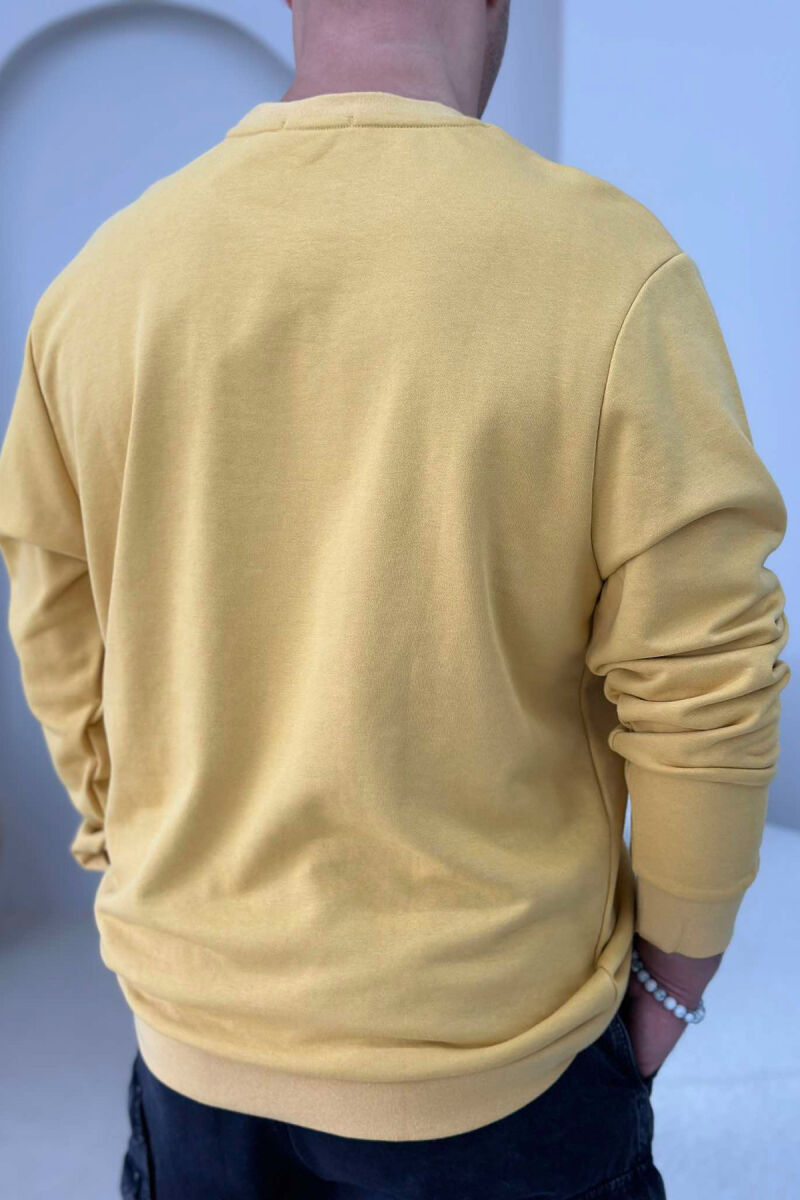 ONE COLOR COTTON SIMPLE MEN SWEATSHIRT YELLOW/E VERDHE - 3