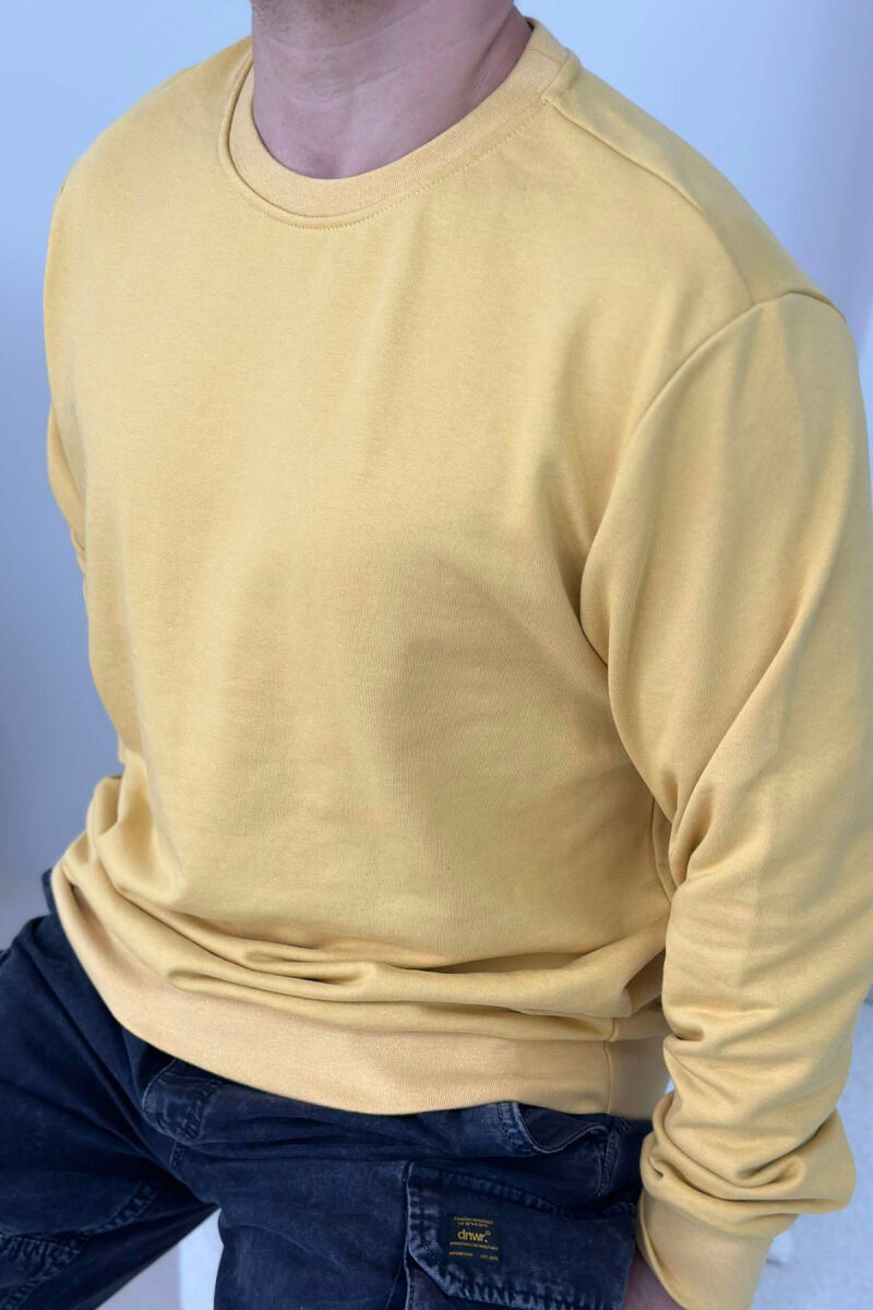 ONE COLOR COTTON SIMPLE MEN SWEATSHIRT YELLOW/E VERDHE - 4