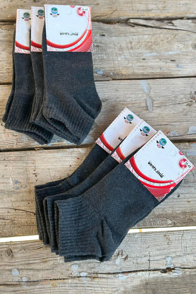 ONE COLOR COTTON WOMAN ANKLE SOCKS DARK GREY/GEE - 1