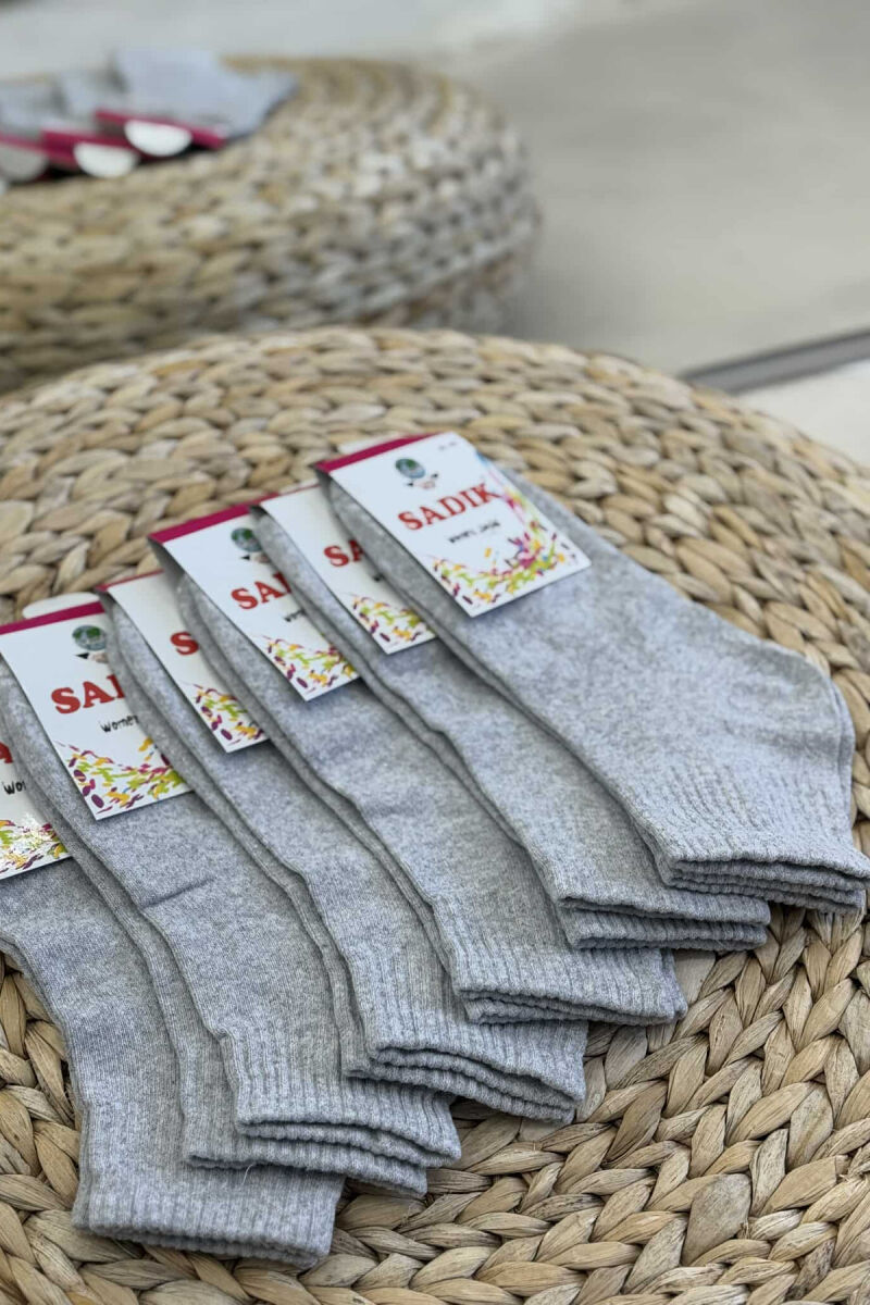 ONE COLOR COTTON WOMAN ANKLE SOCKS LIGHT GREY/GZ - 5