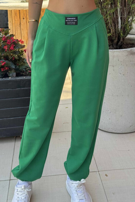 ONE COLOR COTTON WOMAN SWEATPANTS GREEN/JESHILE - 3