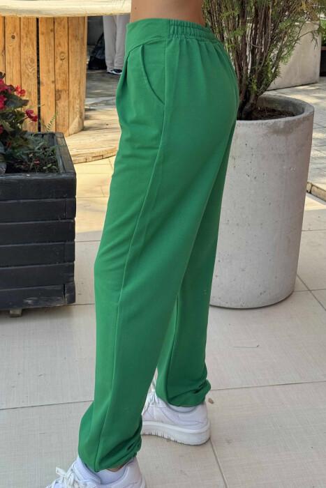 ONE COLOR COTTON WOMAN SWEATPANTS GREEN/JESHILE - 4