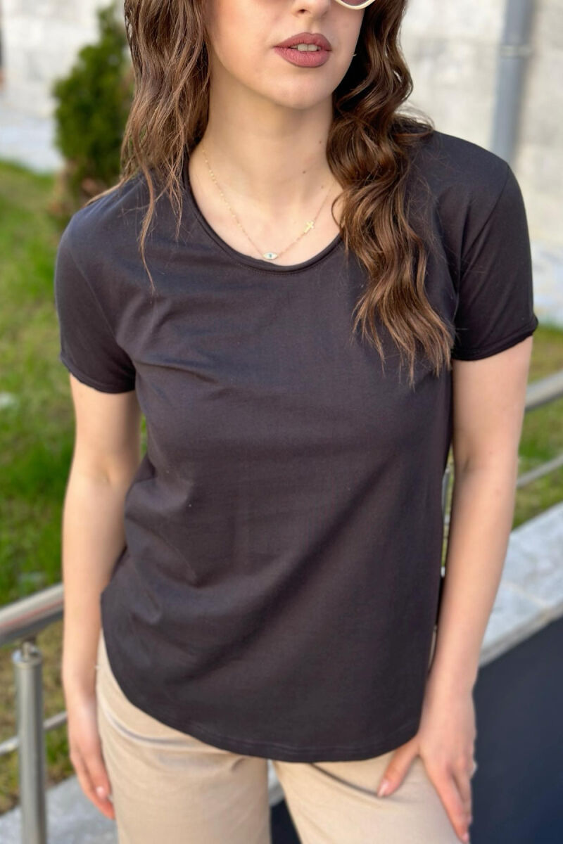 ONE COLOR COTTON WOMAN T-SHIRT BLACK/ E ZEZE - 2