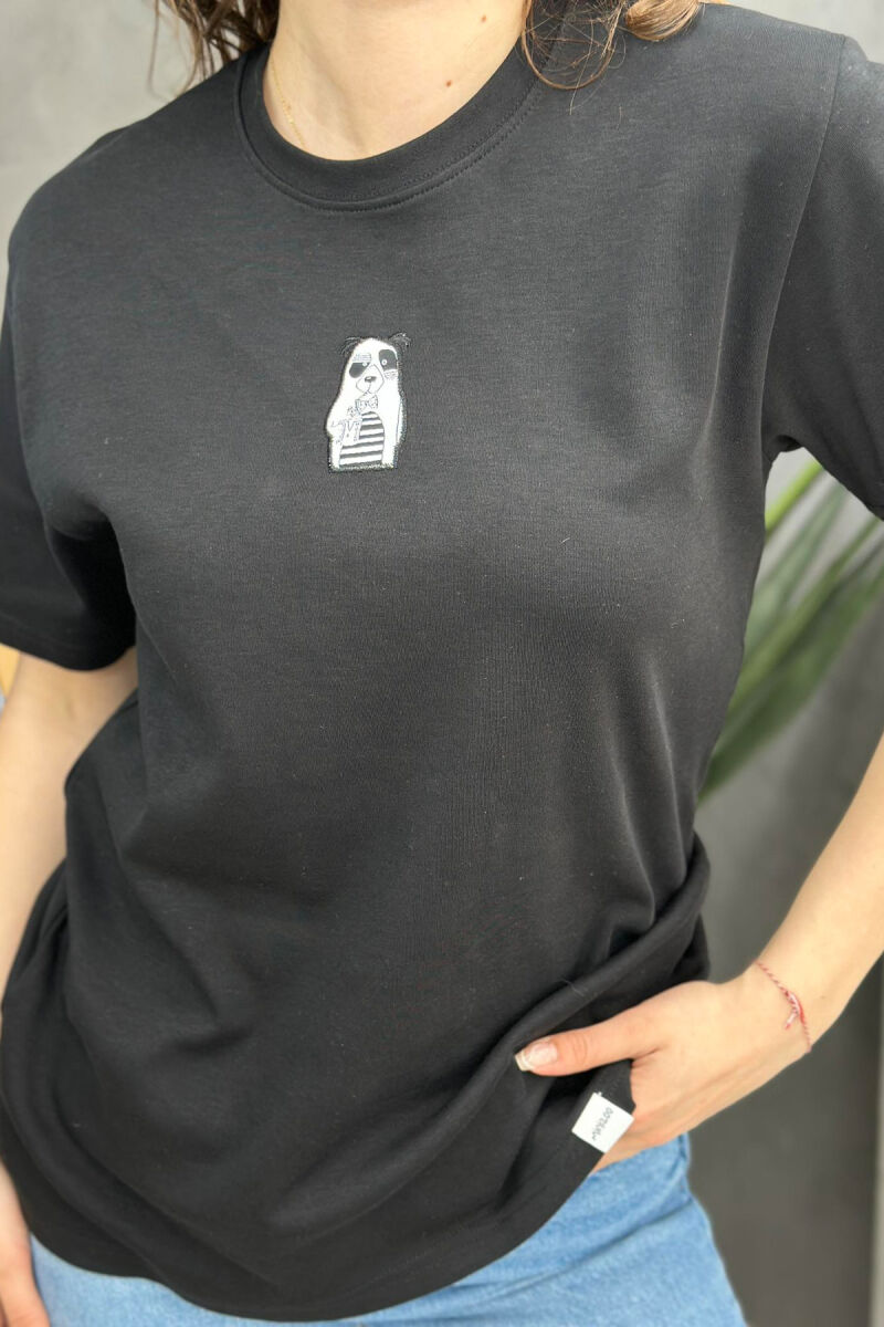 ONE COLOR COTTON WOMAN T-SHIRT BLACK/ E ZEZE - 2