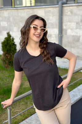 ONE COLOR COTTON WOMAN T-SHIRT BLACK/ E ZEZE 