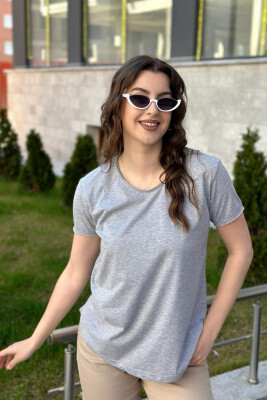 ONE COLOR COTTON WOMAN T-SHIRT GREY/GRI 