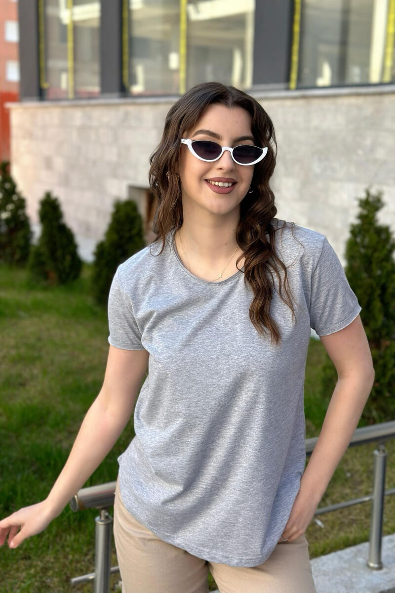 ONE COLOR COTTON WOMAN T-SHIRT GREY/GRI - 1