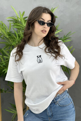 ONE COLOR COTTON WOMAN T-SHIRT WHITE-E BARDHE 